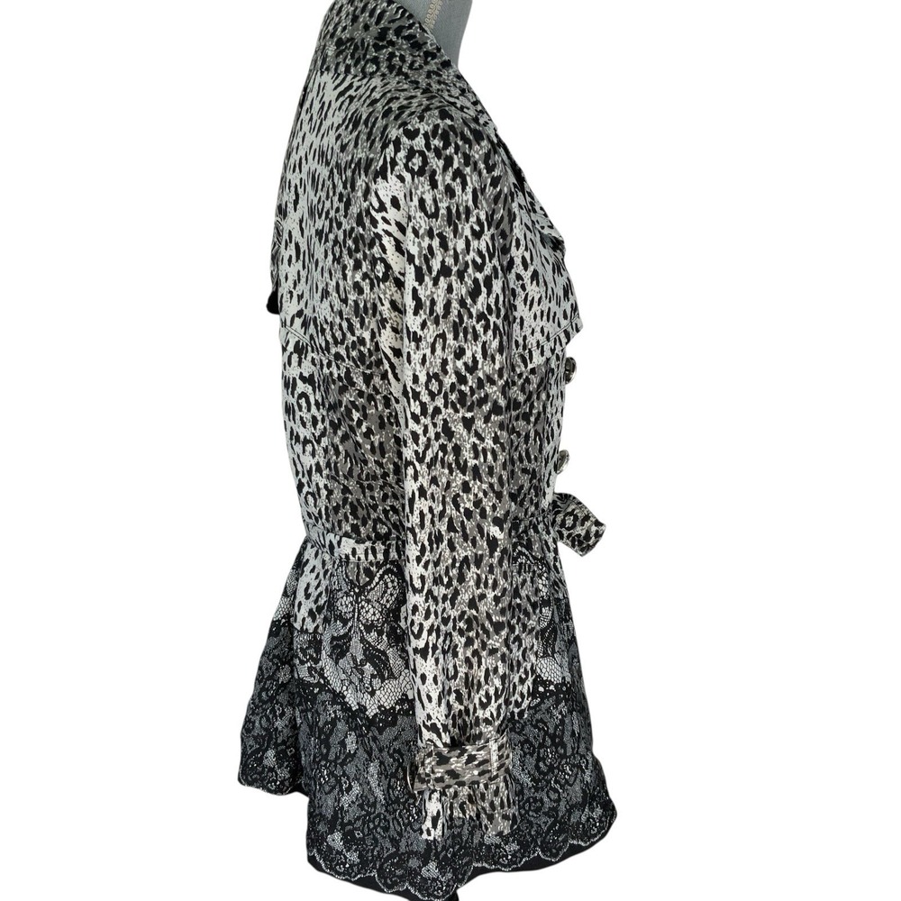 Vertigo Paris Womens Med Leopard Print Belted Button Coat Jacket Art Deco Trendy - Picture 3 of 16